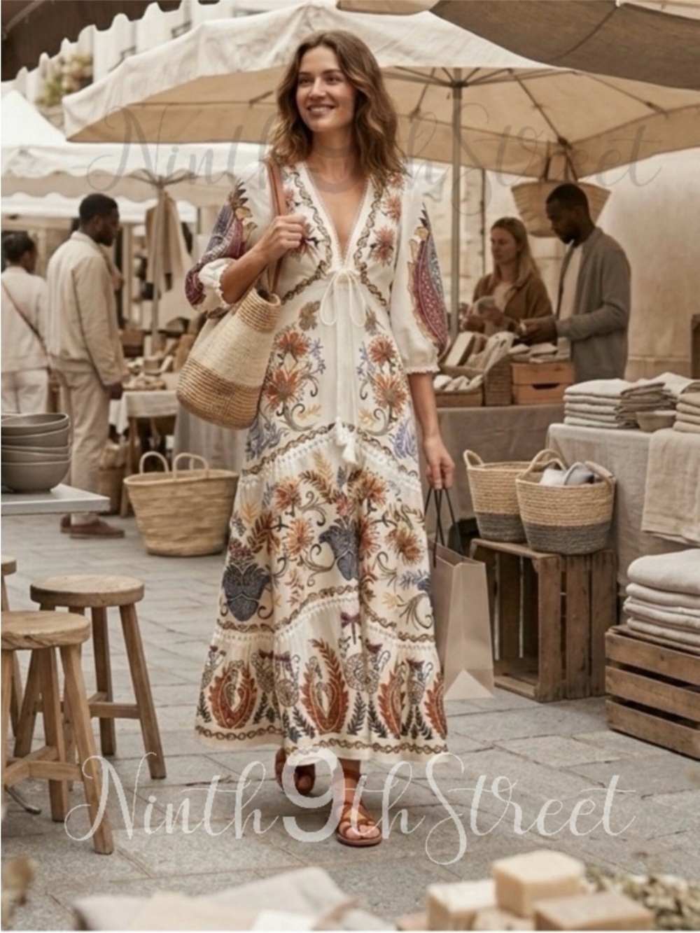 Farm Rio Boho Glam Floral Maxi Dress XS NWT - Picture 2 of 16